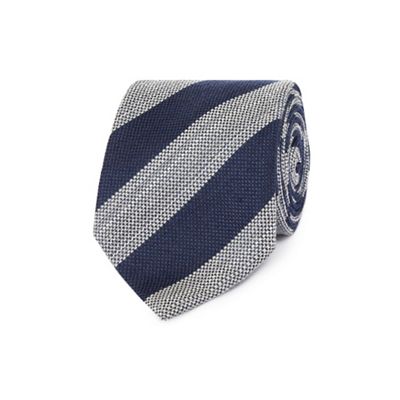 Navy wool blend striped regular tie